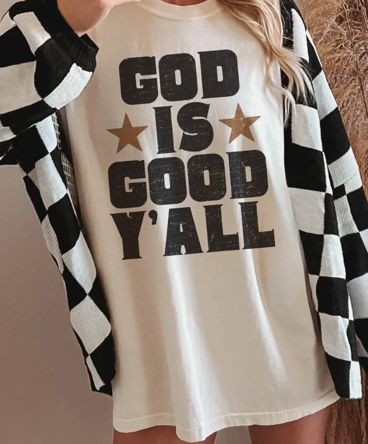 God Is Good Y'all Graphic Top sold by Bella Rose boutique
