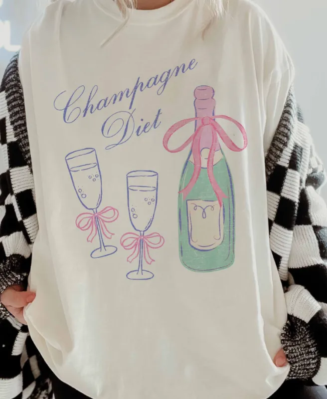 Champagne Diet Graphic Top sold by Bella Rose boutique