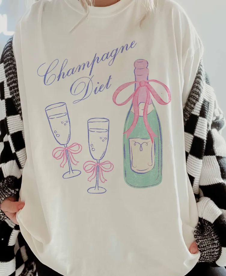 Champagne Diet Graphic Top sold by Bella Rose boutique
