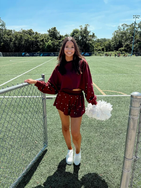 Game Day Vibes Pearl Top sold by Bella Rose boutique