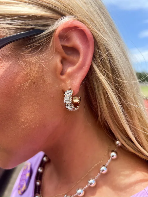 Brightest In The Sky Gold Baguette Earrings sold by Bella Rose boutique