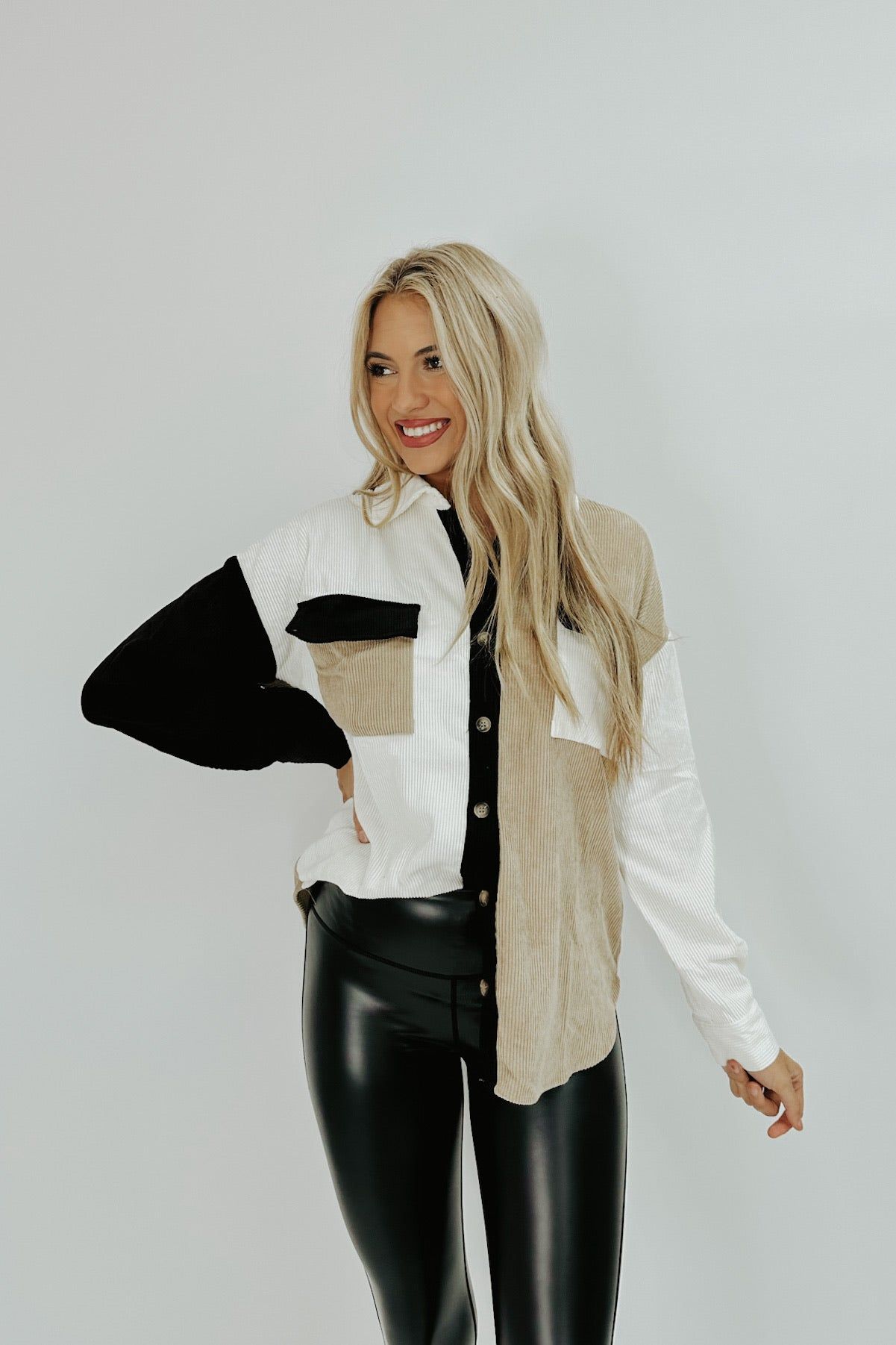 Cozy Cuteness Corduroy Shacket sold by Bella Rose boutique