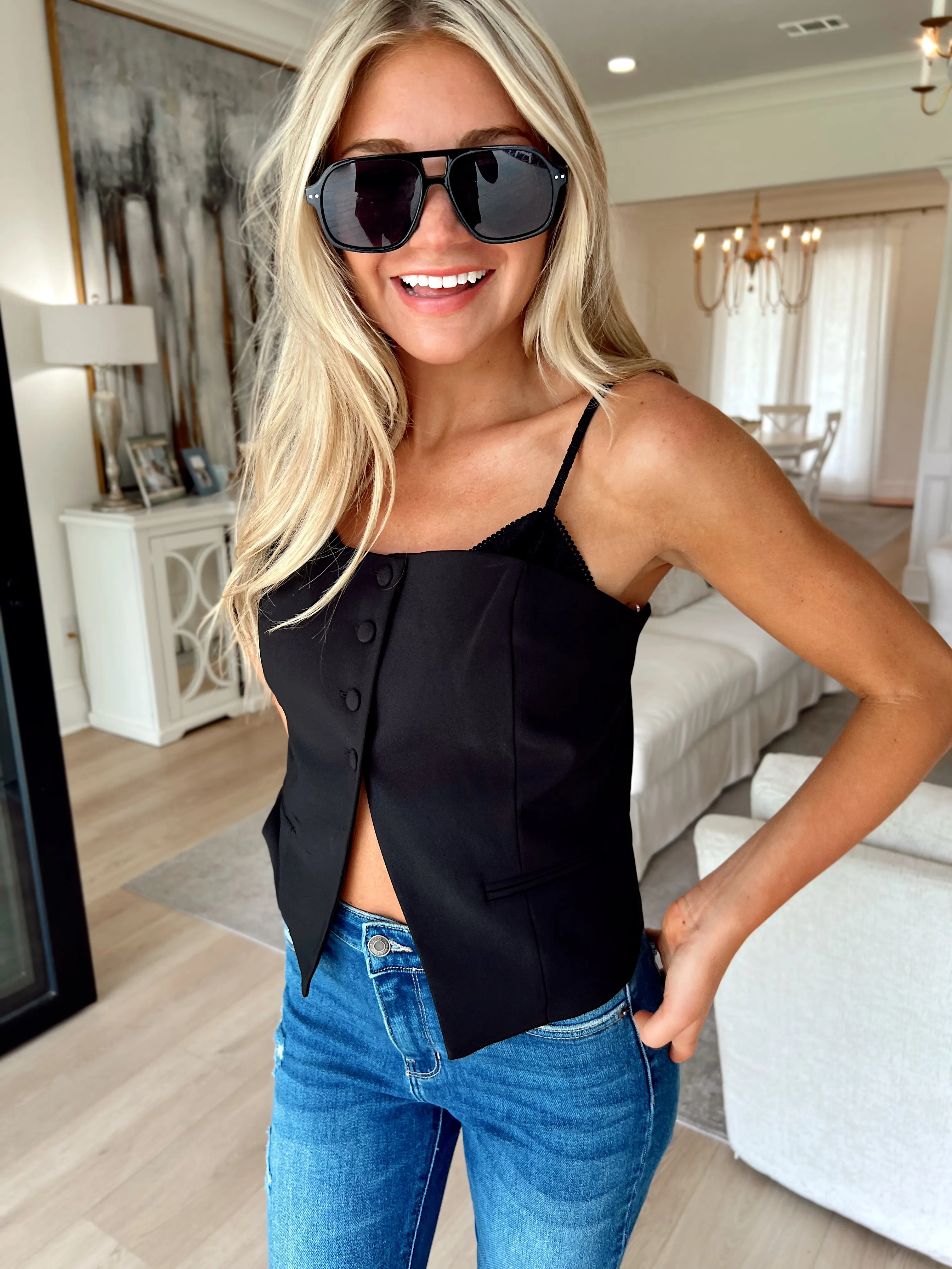 Sheer Passion Vest Tank Top sold by Bella Rose boutique