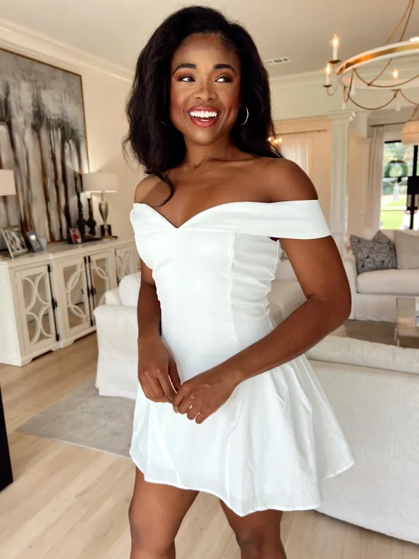 Skipping Town Off-Shoulder Dress sold by Bella Rose boutique