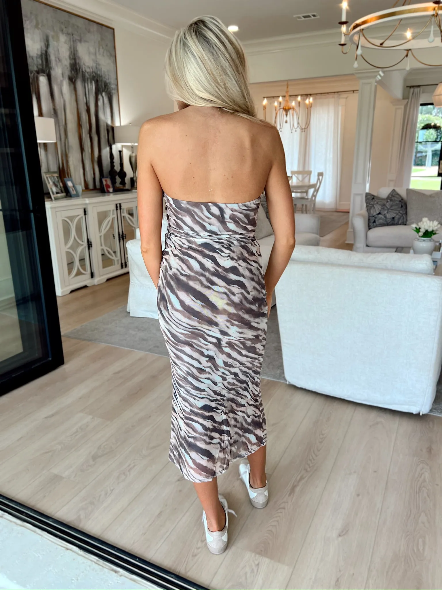 Own The Mood Tiger Print Midi Dress sold by Bella Rose boutique product image thumbnail 4