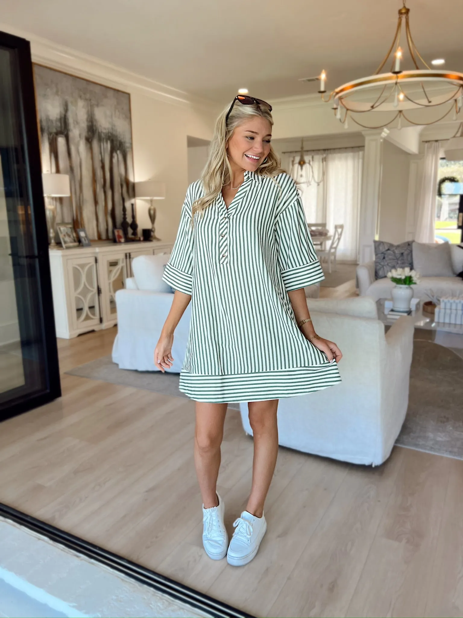 Autumn Hues Striped Dress sold by Bella Rose boutique