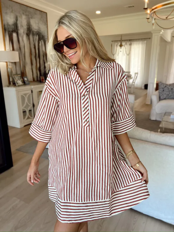 Autumn Hues Striped Dress sold by Bella Rose boutique