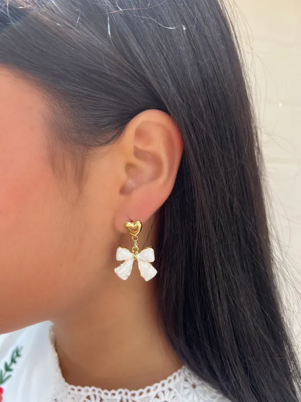 Fall For Someone Drop Bow Earrings sold by Bella Rose boutique