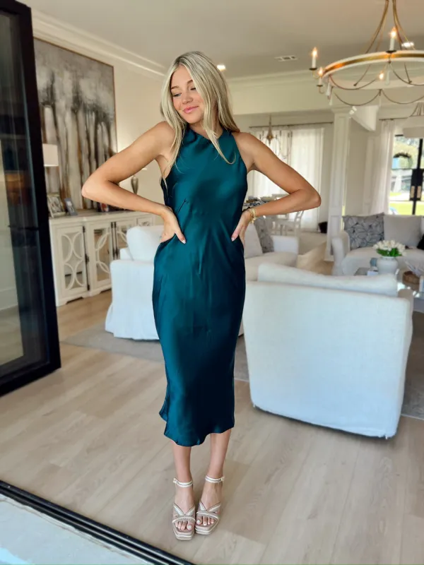 Healing My Heart Satin Midi Dress sold by Bella Rose boutique