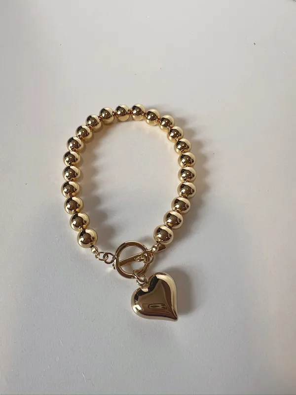 Charming Love Heart Beaded Bracelet sold by Bella Rose boutique