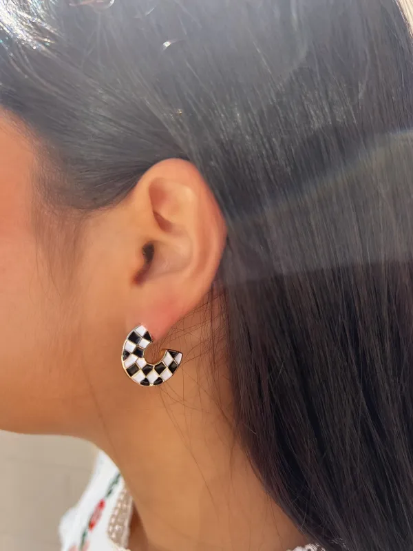 Check Me Out Checkered Hoop Earrings sold by Bella Rose boutique