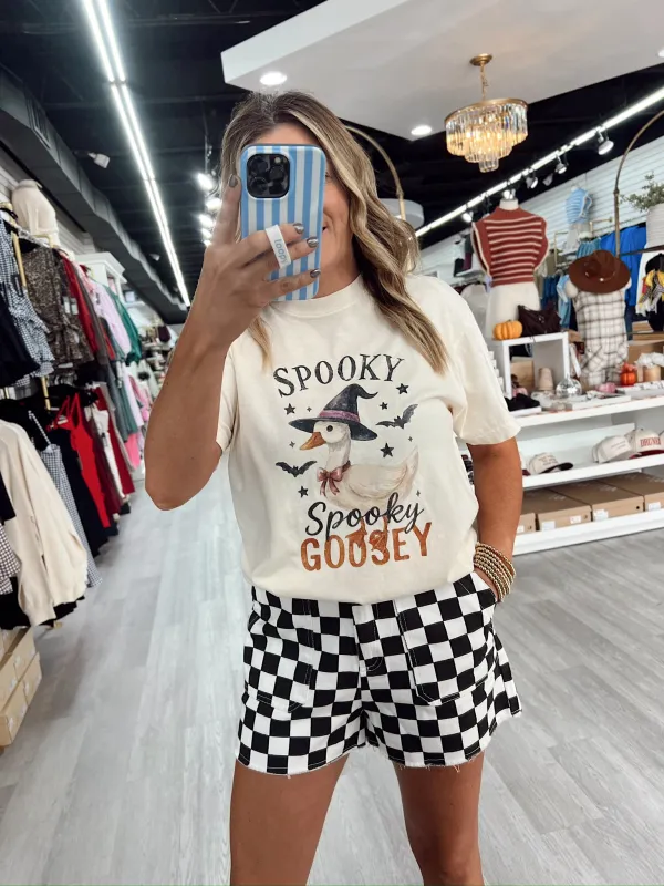 Spooky Goosey Halloween Graphic Top sold by Bella Rose boutique