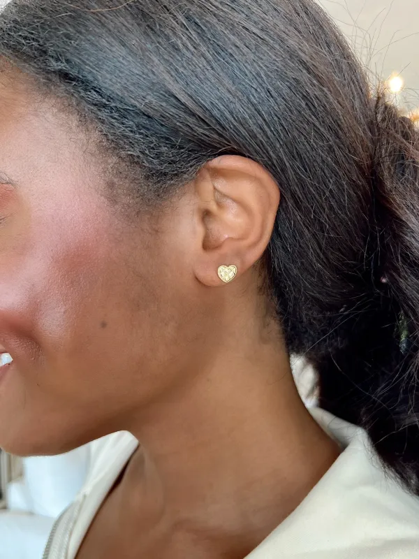 Enchanted To Meet You Heart Studs sold by Bella Rose boutique