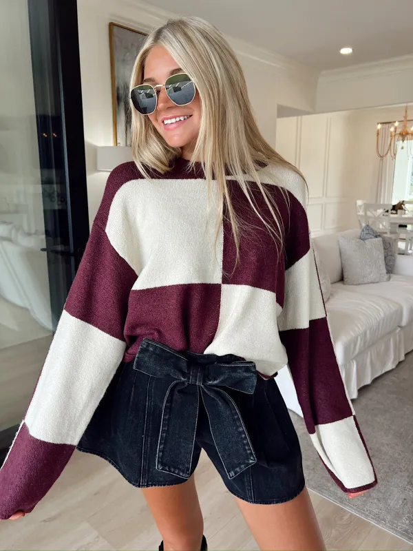 Every Part Of Me Checkered Sweater sold by Bella Rose boutique