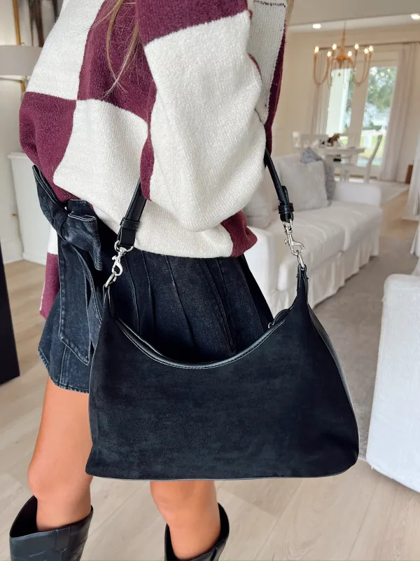 Don't Blame Me Faux Suede Shoulder Bag sold by Bella Rose boutique