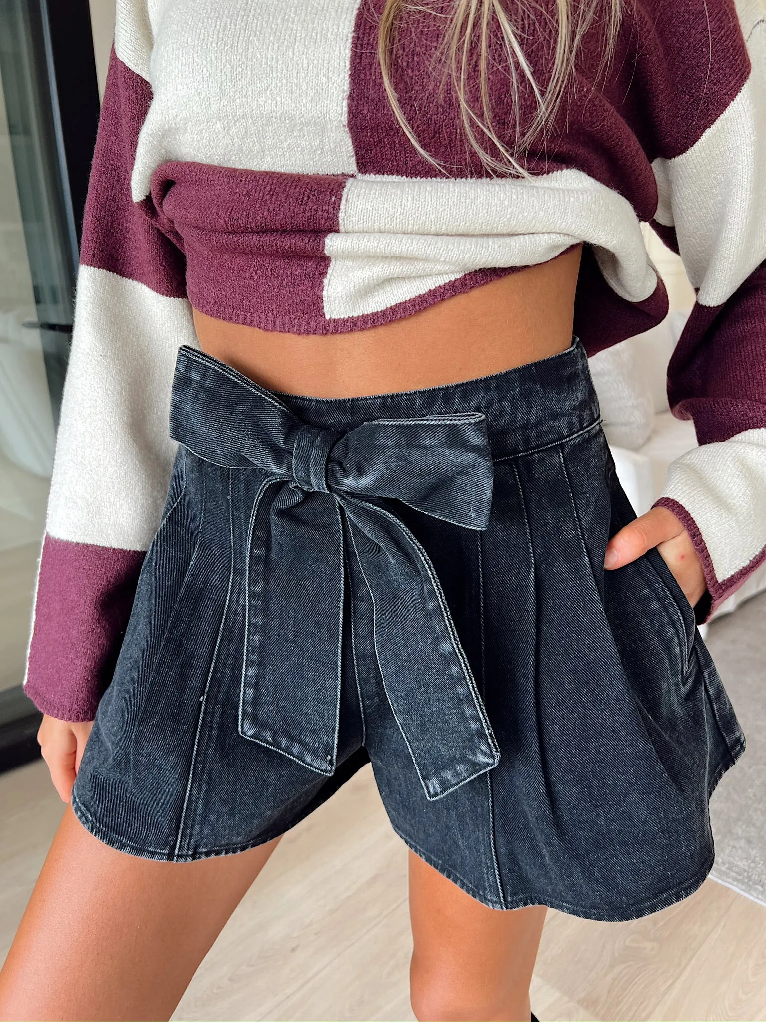 Say Less Do More Bow Shorts sold by Bella Rose boutique product image thumbnail 3