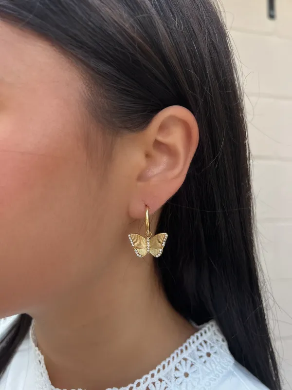 Chasing The Dream Butterfly Hoop Earrings sold by Bella Rose boutique