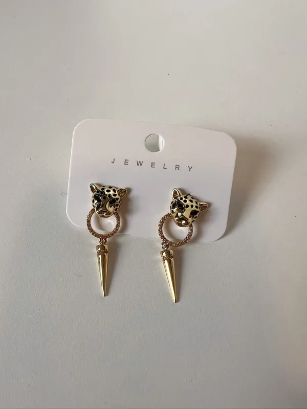 Fierce Babe Leopard Drop Earrings sold by Bella Rose boutique