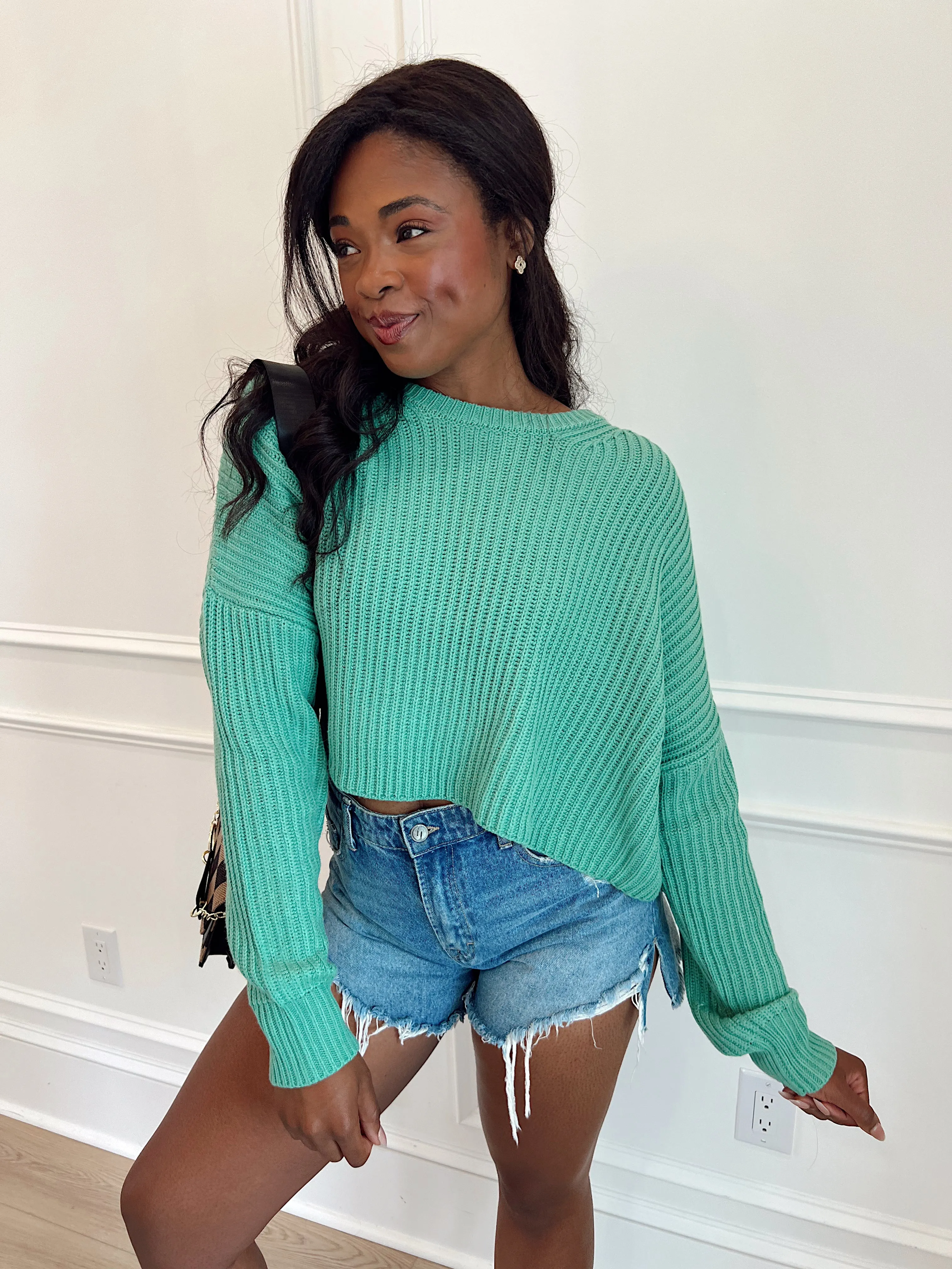 Keep It Chill Cropped Sweater sold by Bella Rose boutique