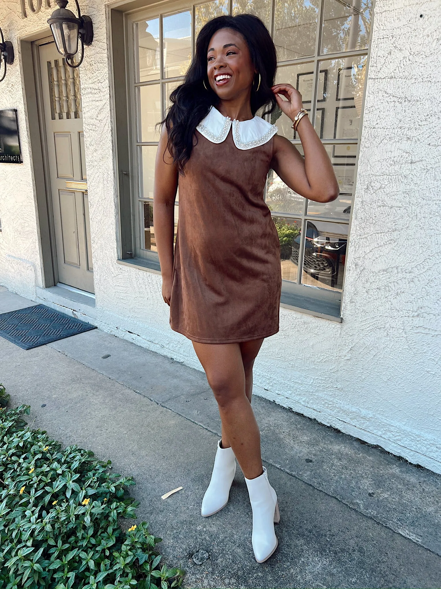 With A Smile Embellished Collared Dress sold by Bella Rose boutique