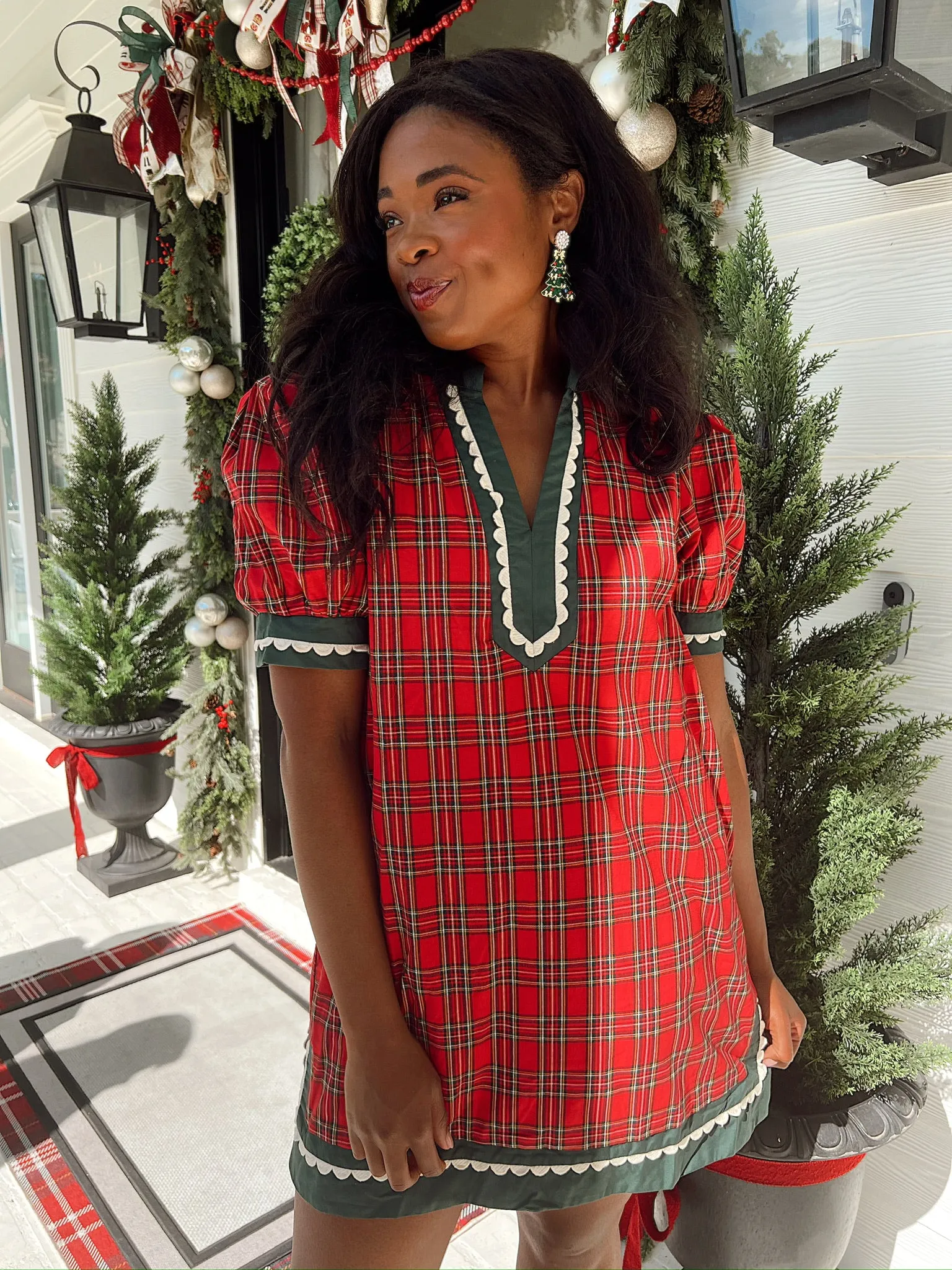 Sparks Fly Plaid Mini Dress sold by Bella Rose boutique product image thumbnail 5