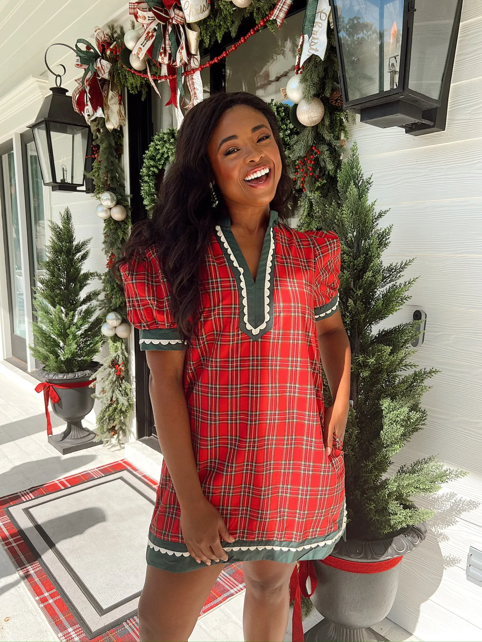 Sparks Fly Plaid Mini Dress sold by Bella Rose boutique product image thumbnail 3