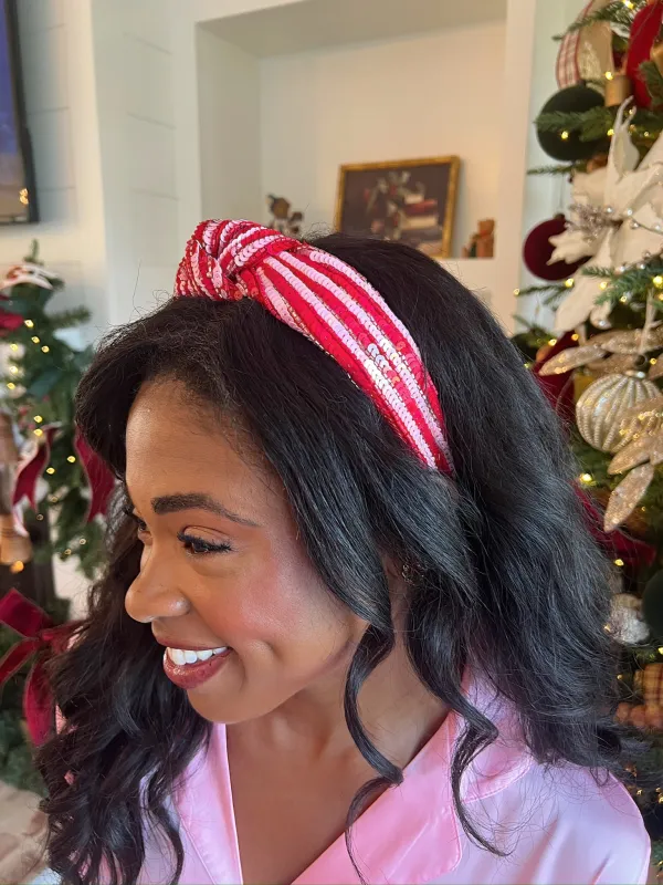 Christmas Joy Sequined Knotted Headband sold by Bella Rose boutique