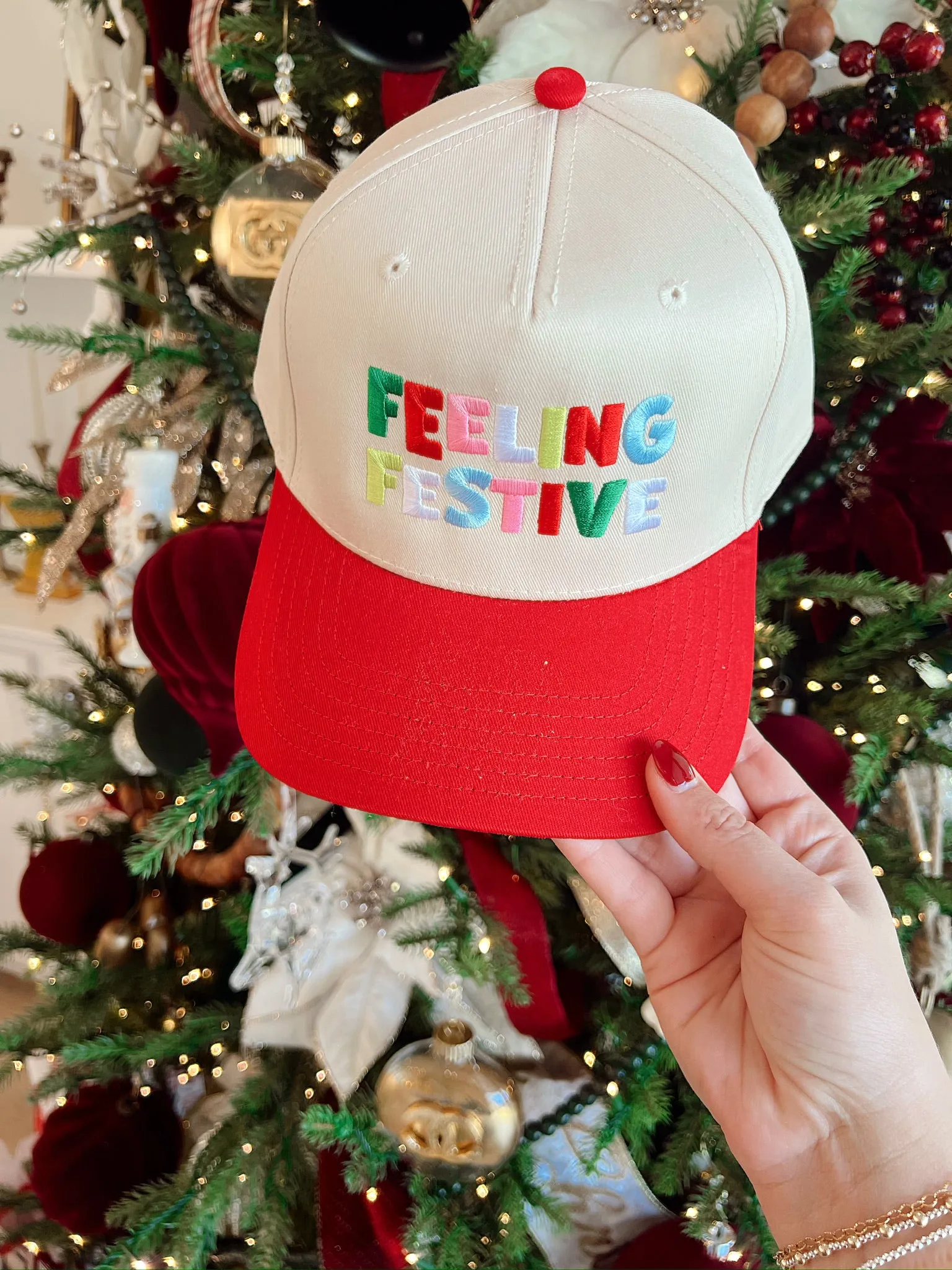 Feeling Festive Trucker Hat sold by Bella Rose boutique