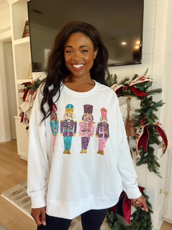 Land Of Sweets Sequined Nutcracker Sweater sold by Bella Rose boutique