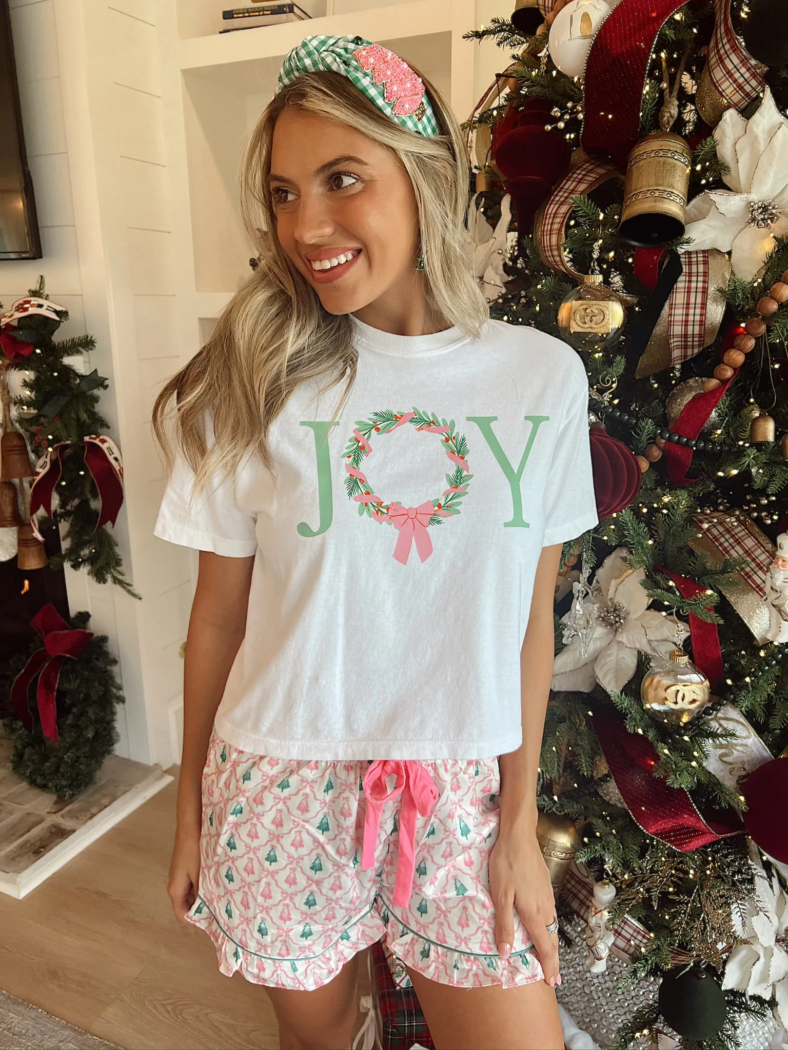 Joy Wreath Christmas Graphic Top sold by Bella Rose boutique product image thumbnail 4