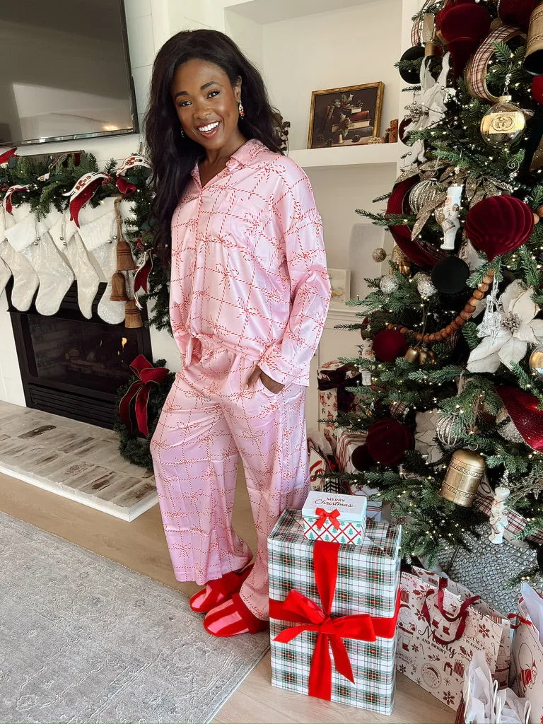 Christmas Candy Cane Satin Two-Piece Set sold by Bella Rose boutique product image thumbnail 4