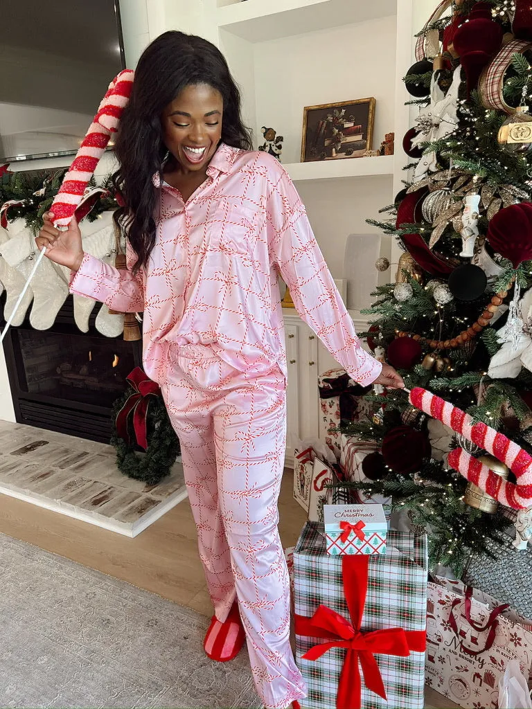 Christmas Candy Cane Satin Two-Piece Set sold by Bella Rose boutique product image thumbnail 3