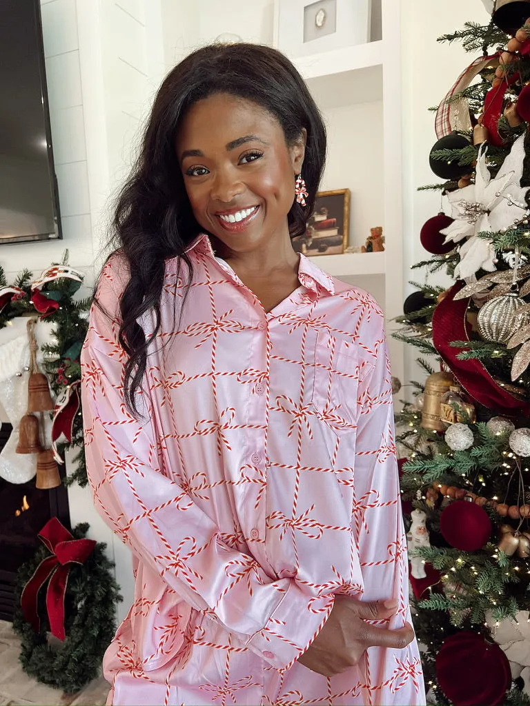 Christmas Candy Cane Satin Two-Piece Set sold by Bella Rose boutique product image thumbnail 2