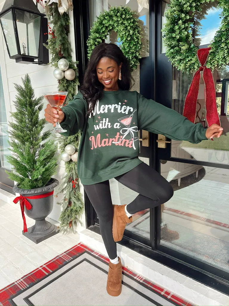 Merrier With A Martini Pullover Christmas Sweater sold by Bella Rose boutique product image thumbnail 4