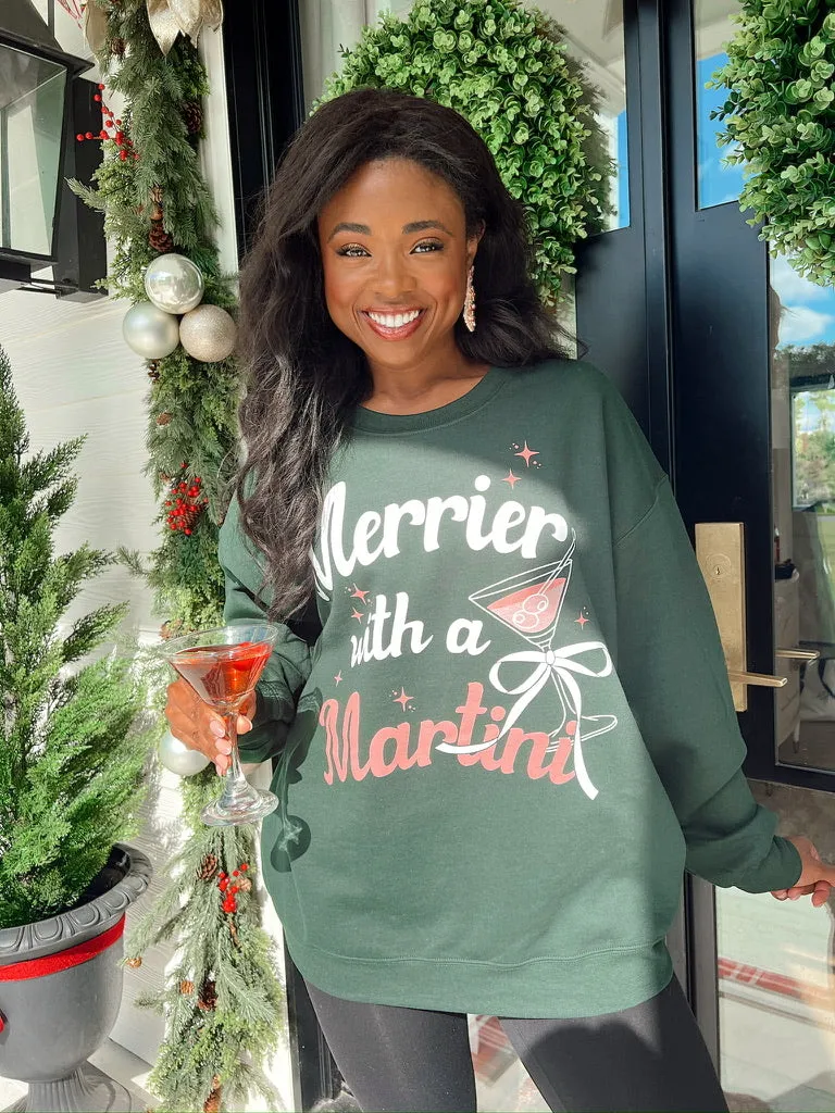 Merrier With A Martini Pullover Christmas Sweater sold by Bella Rose boutique product image thumbnail 2