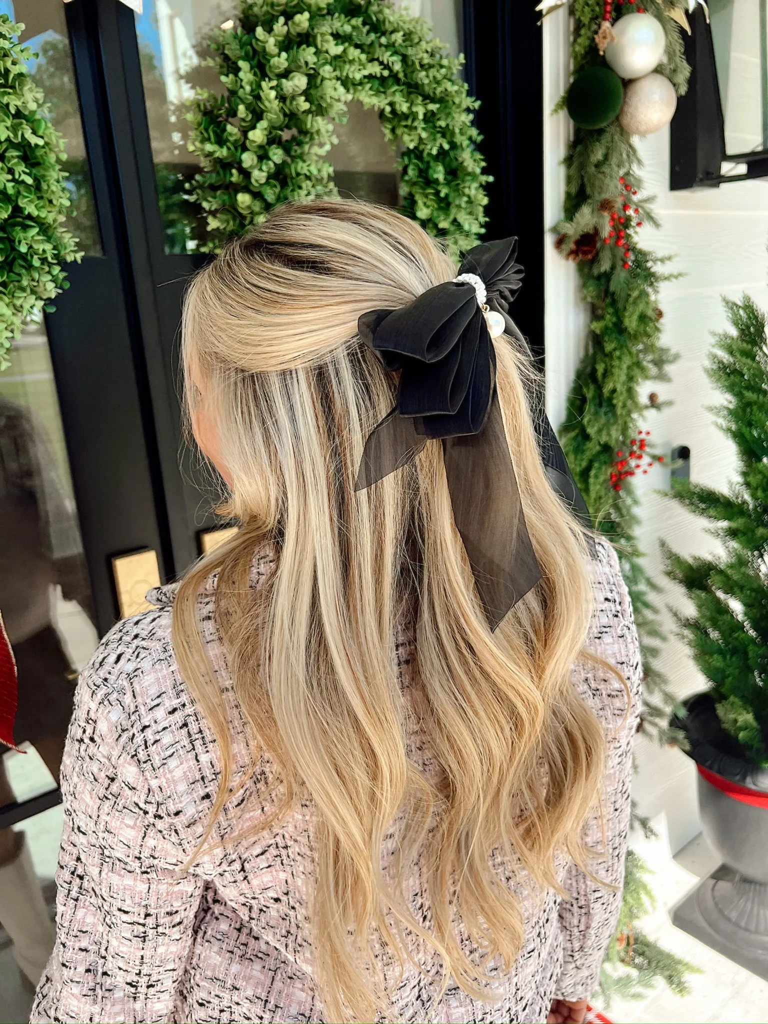 Tulle Hair Ribbon Clip With Pearl Embellishment sold by Bella Rose boutique product image thumbnail 5