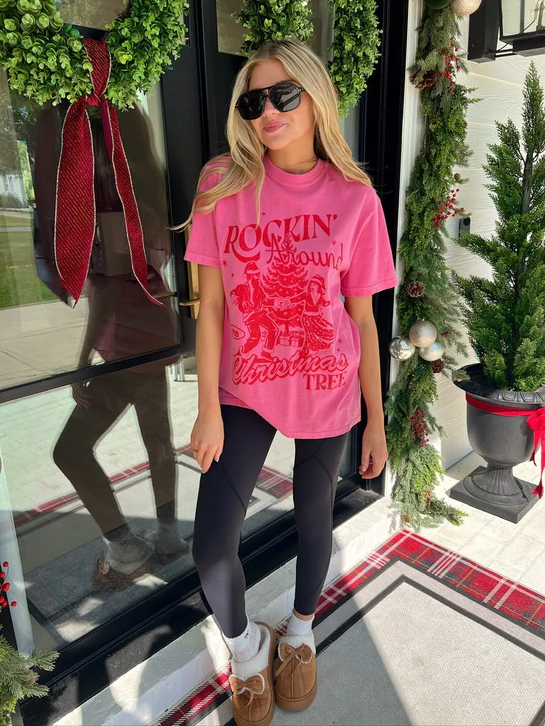 Rocking Around The Christmas Tree Graphic Top sold by Bella Rose boutique