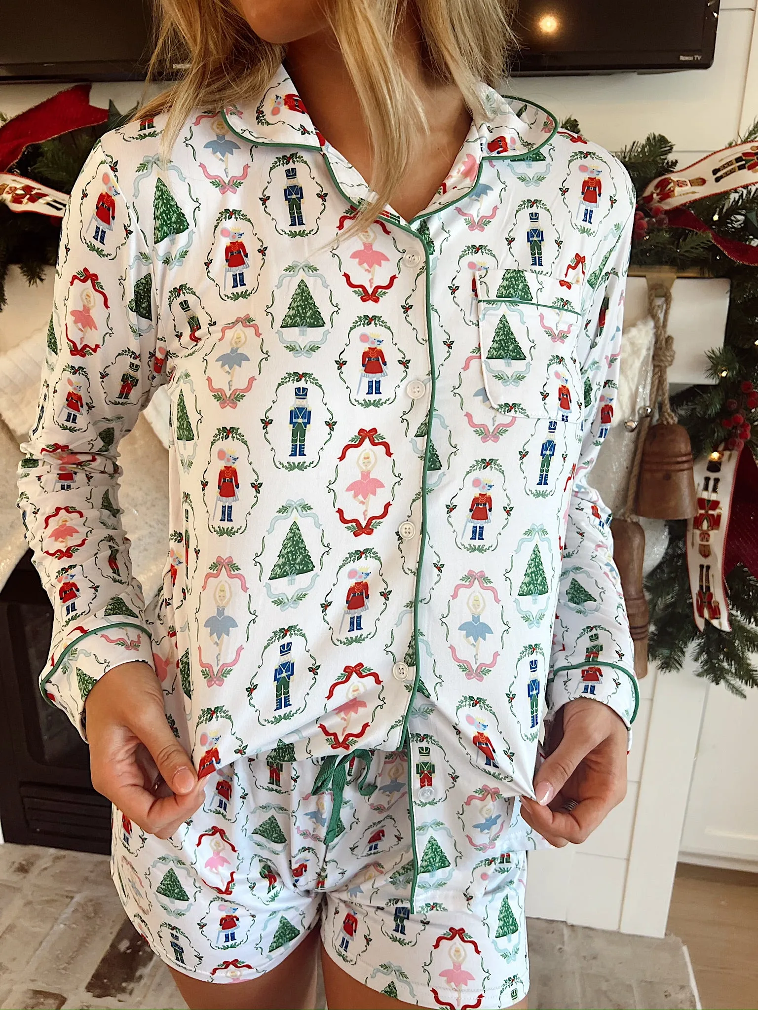 Nutcracker Waltz Button Up Sleep Shirt sold by Bella Rose boutique product image thumbnail 2