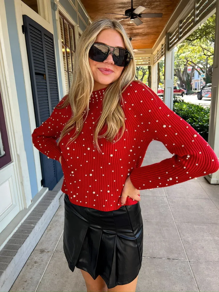 Defining Grace Pearl Embellished Sweater sold by Bella Rose boutique