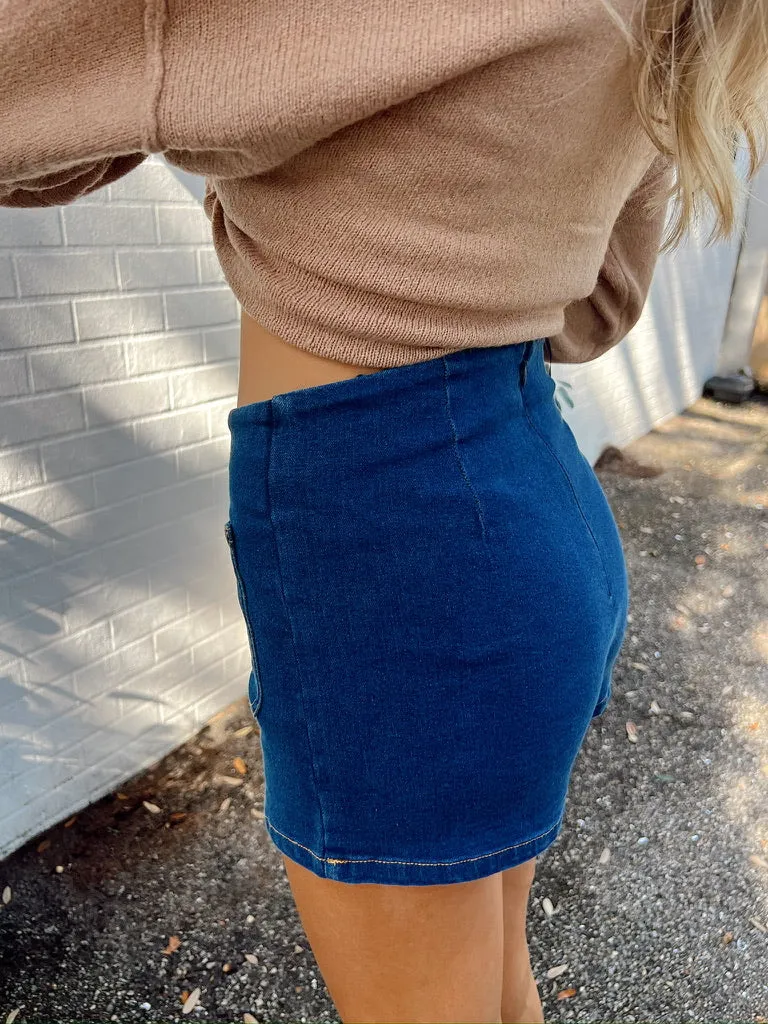 Cause A Scene Denim Skort sold by Bella Rose boutique product image thumbnail 4