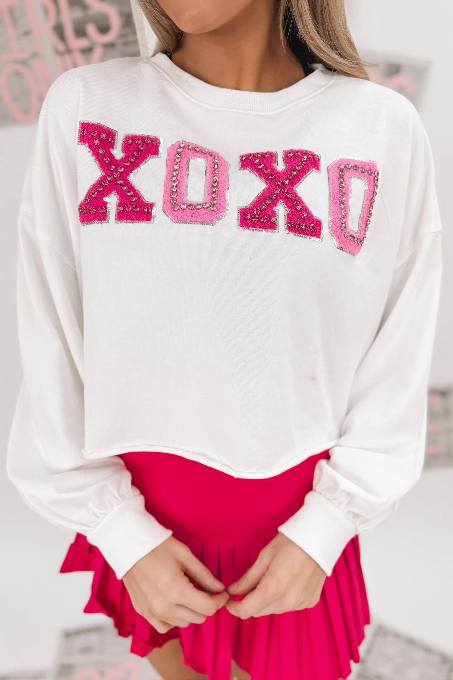 Hugs And Kisses Crop Sweatshirt sold by Bella Rose boutique product image thumbnail 5