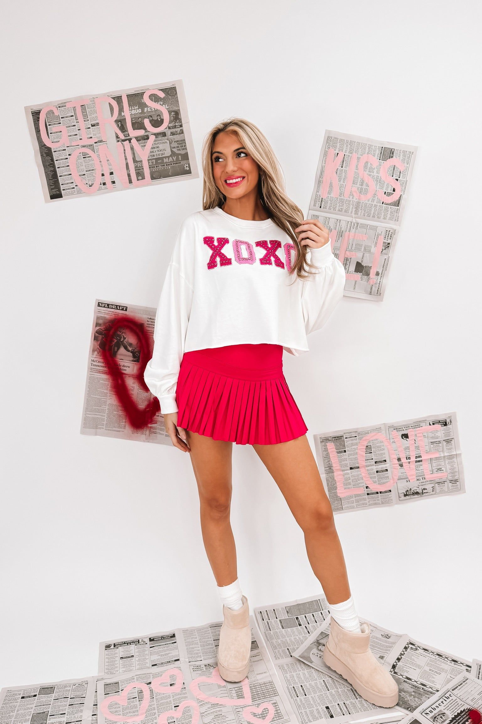 Hugs And Kisses Crop Sweatshirt sold by Bella Rose boutique product image thumbnail 3