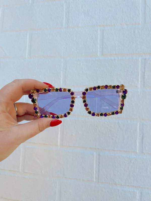 Mardi Gras Rhinestone Purple Sunglasses sold by Bella Rose boutique
