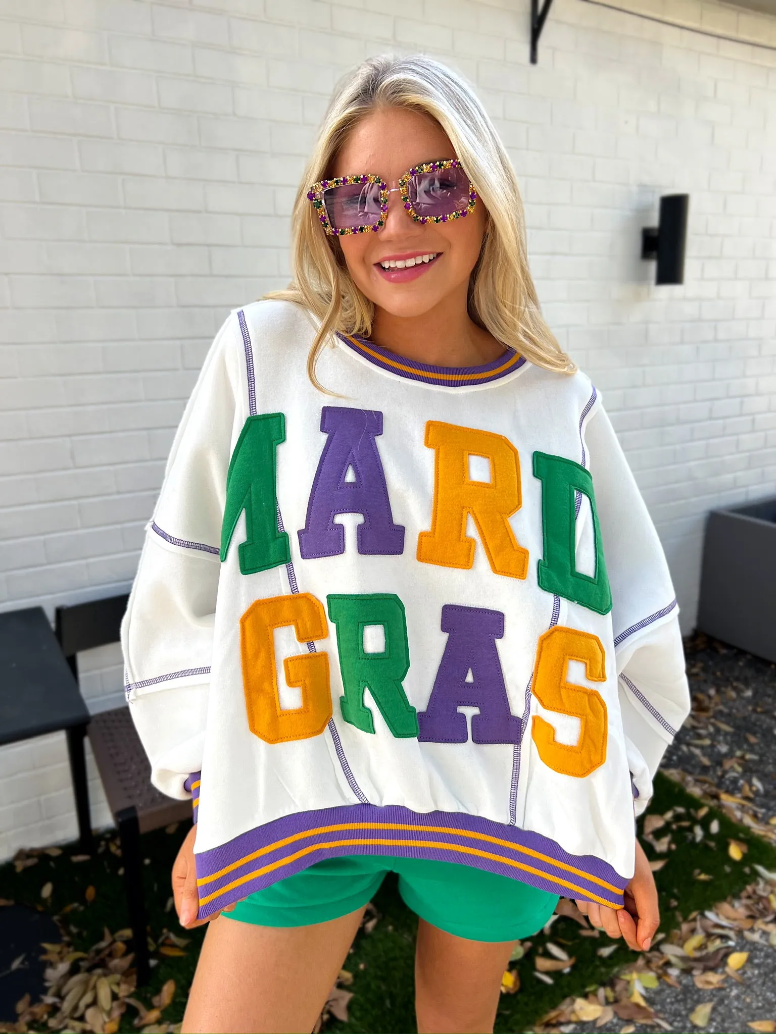 Mardi Gras Loose Fit Sweatshirt sold by Bella Rose boutique product image thumbnail 3