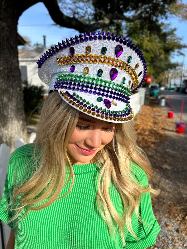 Mardi Gras Rhinestone Embellished Conductor Hat sold by Bella Rose boutique