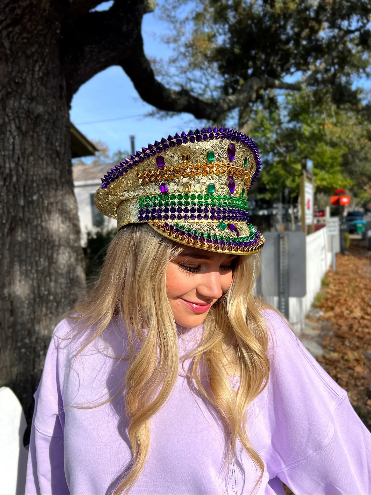 Mardi Gras Rhinestone Embellished Conductor Hat sold by Bella Rose boutique product image thumbnail 2