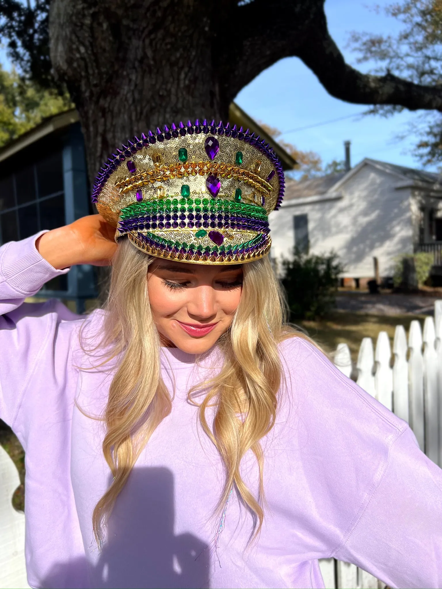 Mardi Gras Rhinestone Embellished Conductor Hat sold by Bella Rose boutique product image thumbnail 3