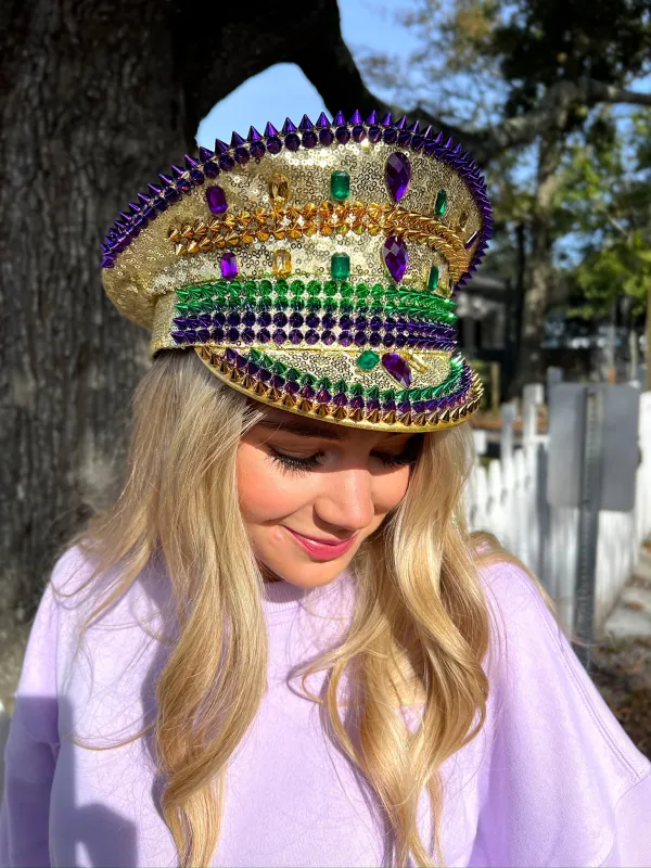 Mardi Gras Rhinestone Embellished Conductor Hat sold by Bella Rose boutique