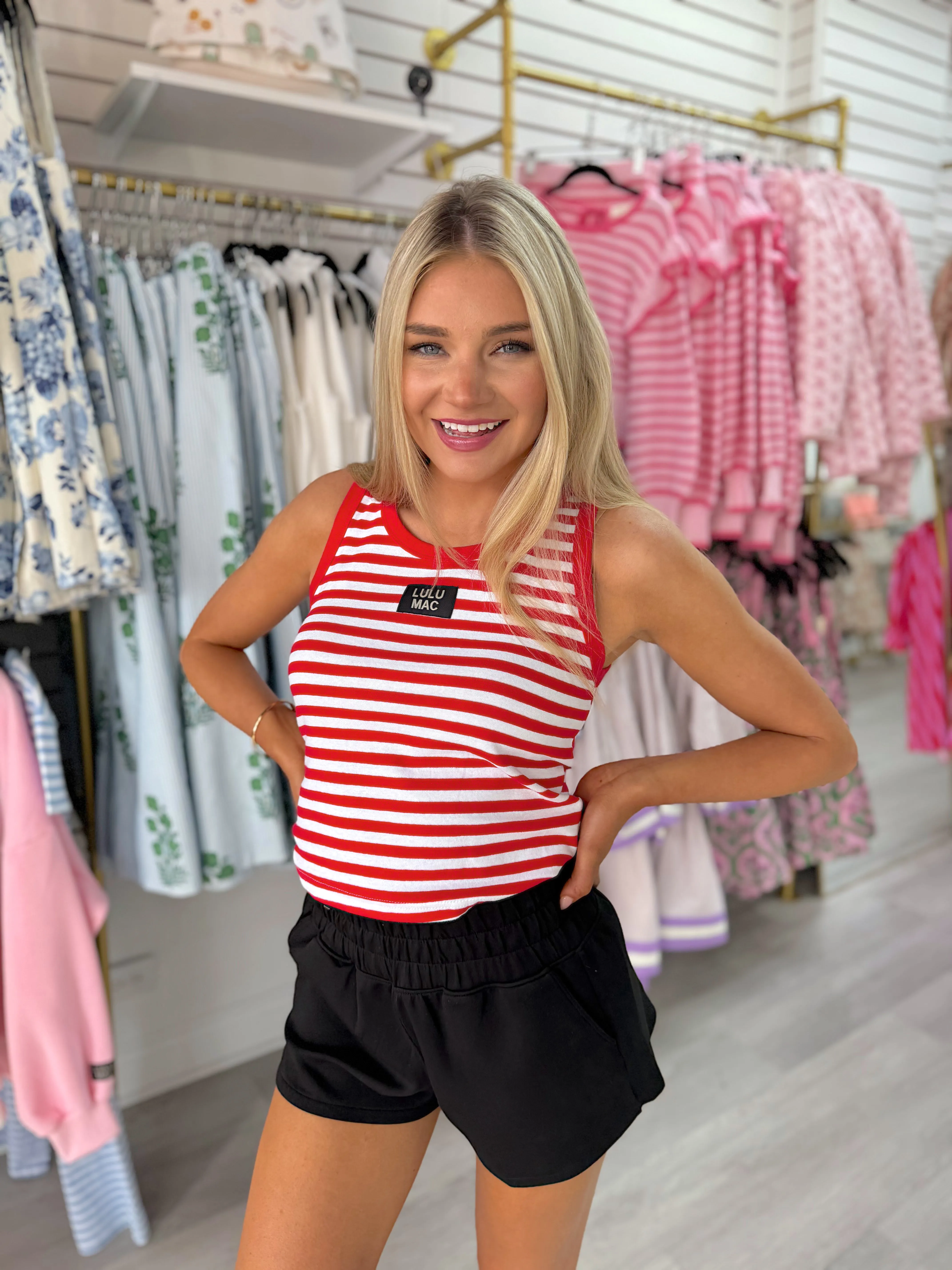 Lulu Mac Stripe Tank RED sold by Bella Rose boutique product image thumbnail 2