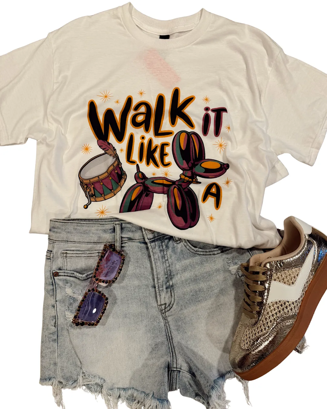 Walk It Like A Dog Mardi Gras Graphic T-shirt sold by Bella Rose boutique product image thumbnail 5
